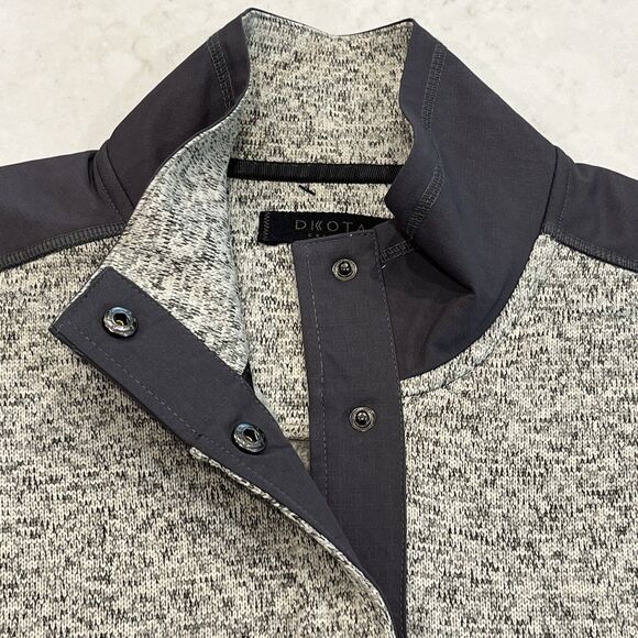 Dakota Grizzly NEW L Dobbs Fleece 1/4 Snap Pullover Jacket Sweater Cream Gray - Picture 5 of 11